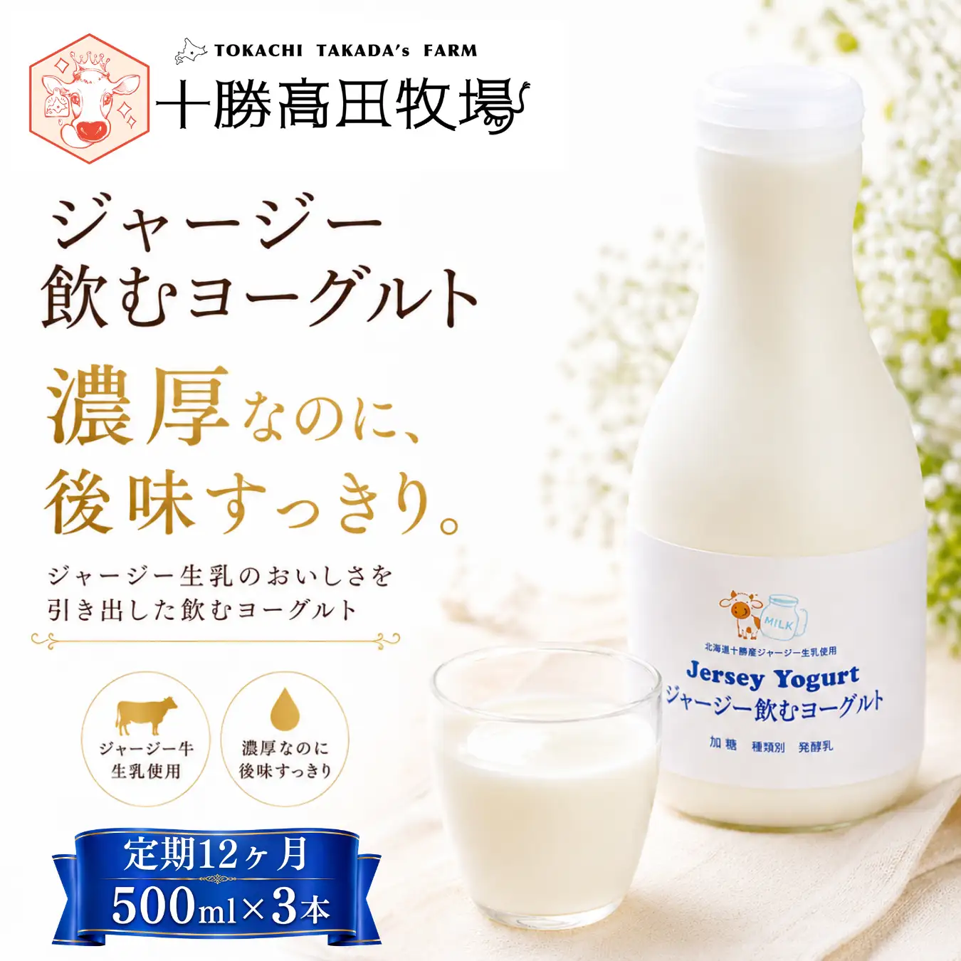 【定期12ヶ月】ジャージー飲むヨーグルト 500ml ×3 SKM029