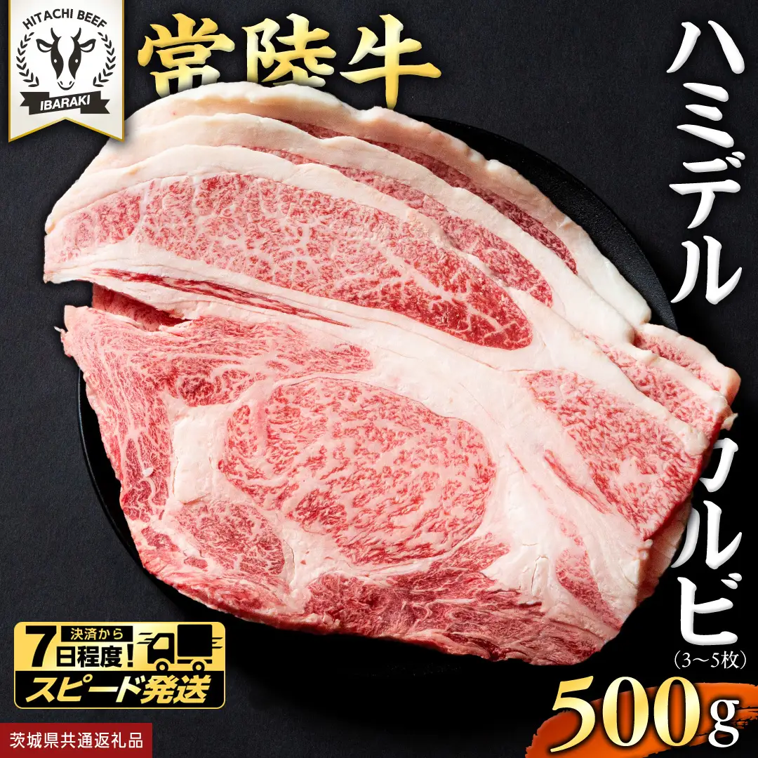 【 スピード発送 】【 常陸牛 】A5 等級 ハミデルカルビ 500g (3～5枚)  (茨城県共通返礼品) 牛肉 サーロイン 焼肉 国産