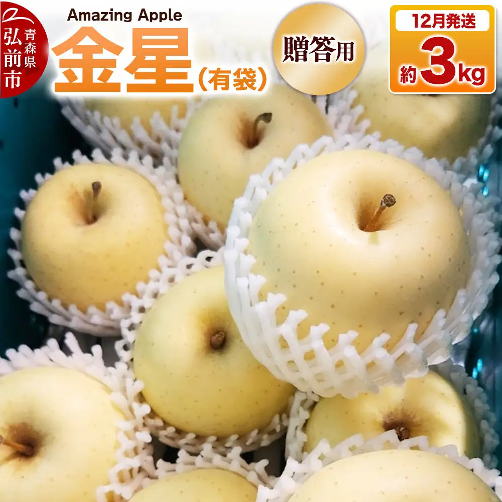 【26年12月発送】りんご 金星（有袋）【贈答用】約3kg
