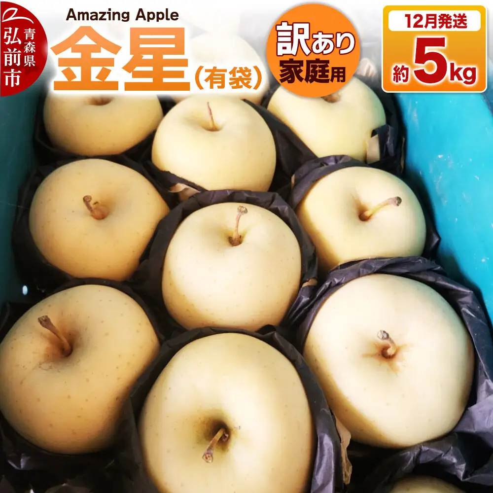 【26年12月発送】りんご 金星（有袋）【訳あり】家庭用 約5kg