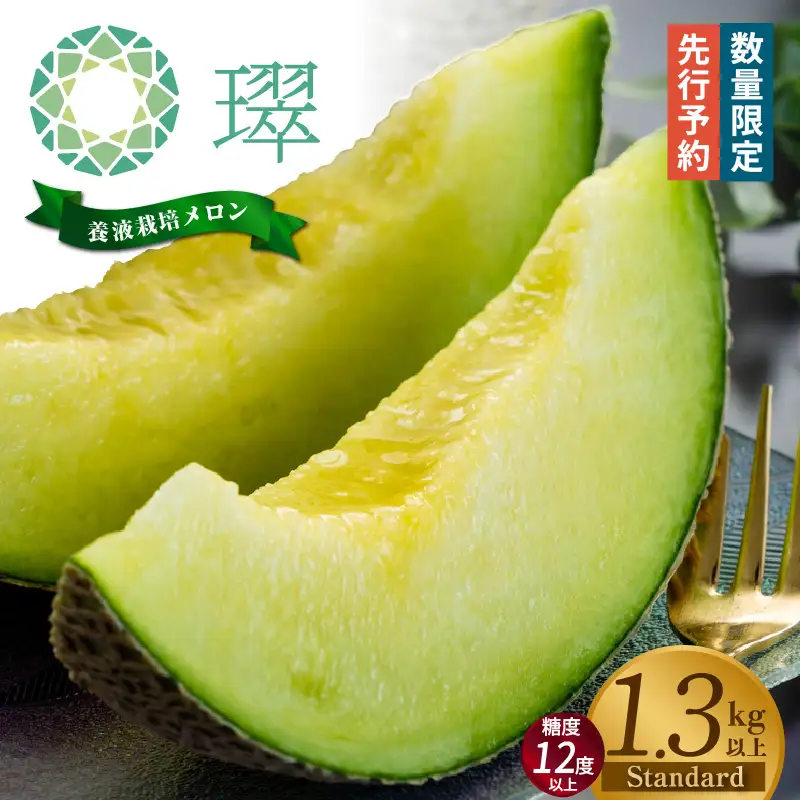 養液栽培メロン「璻」1玉【Standard】（糖度12度以上、重さ1.3㎏以上）