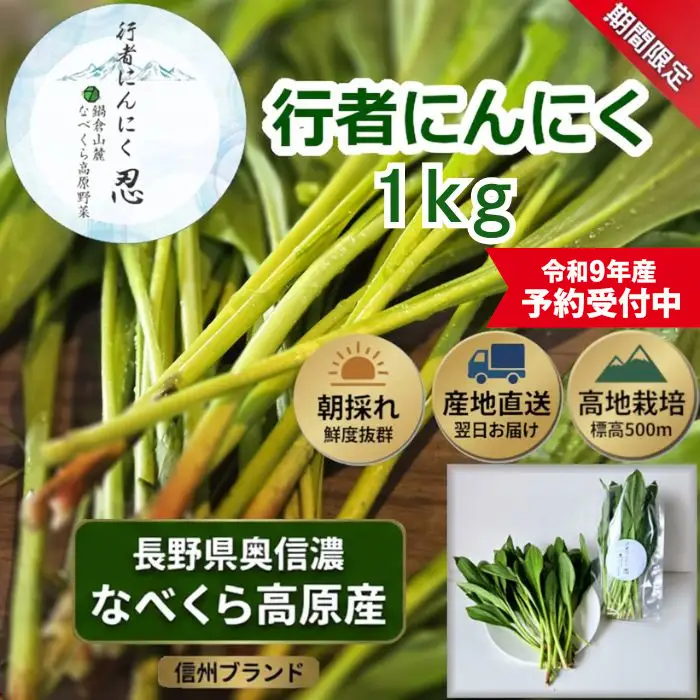【令和9年産先行予約】行者にんにく 忍 1kg入り　1箱(140枚～150枚)《出荷時期：2027年5月中旬頃〜》株式会社ForestDoor (Ce-013)