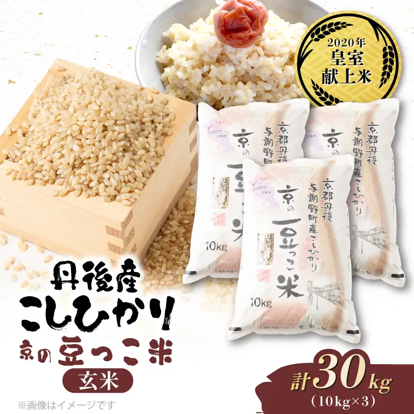 【先行受付】令和8年新米　数量限定　京都与謝野町産コシヒカリ「京の豆っこ米」玄米10kg×3袋【1724716】