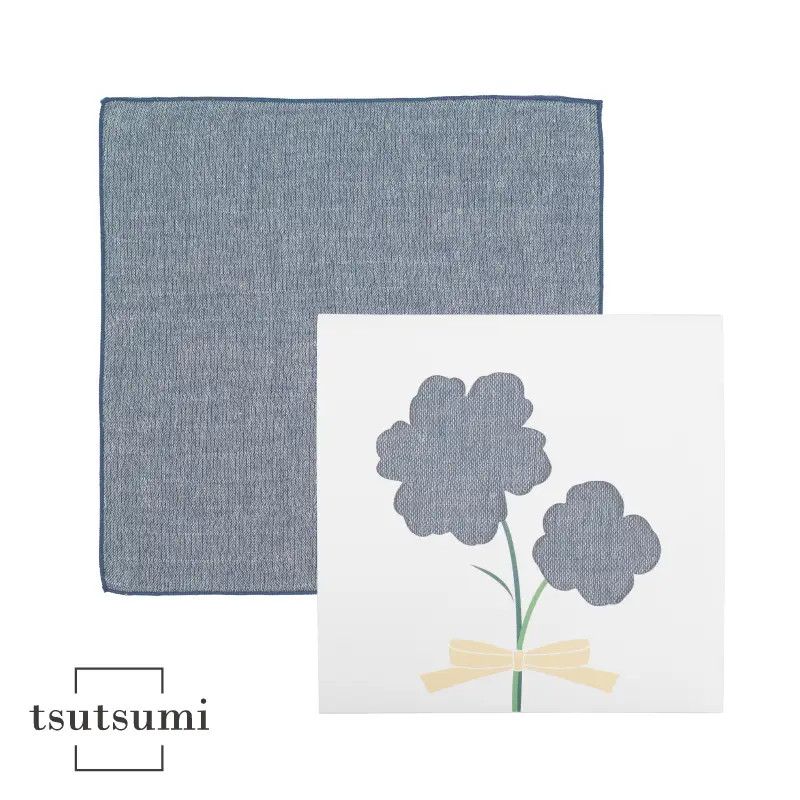 tsutsumiハンカチ単品ハンカチギフト（ネイビー）