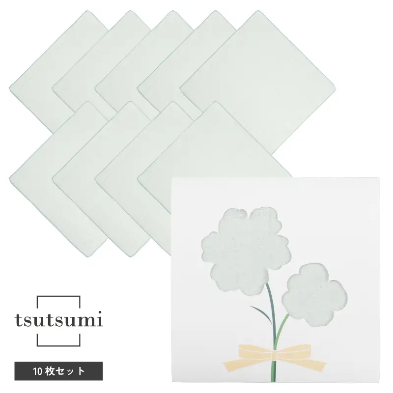 tsutsumiハンカチ10枚セットハンカチギフト（ブルー10枚セット）