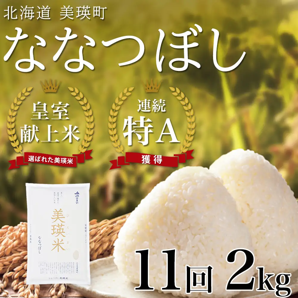 【11回定期便】白米 2kg ななつぼし 皇室献上米 精米 ブランド米 定期便 