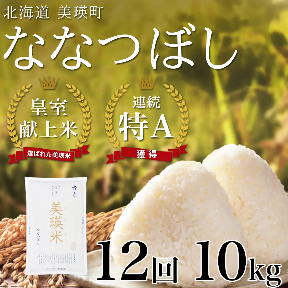 【12回定期便】白米 10kg ななつぼし 皇室献上米 精米 ブランド米 定期便 