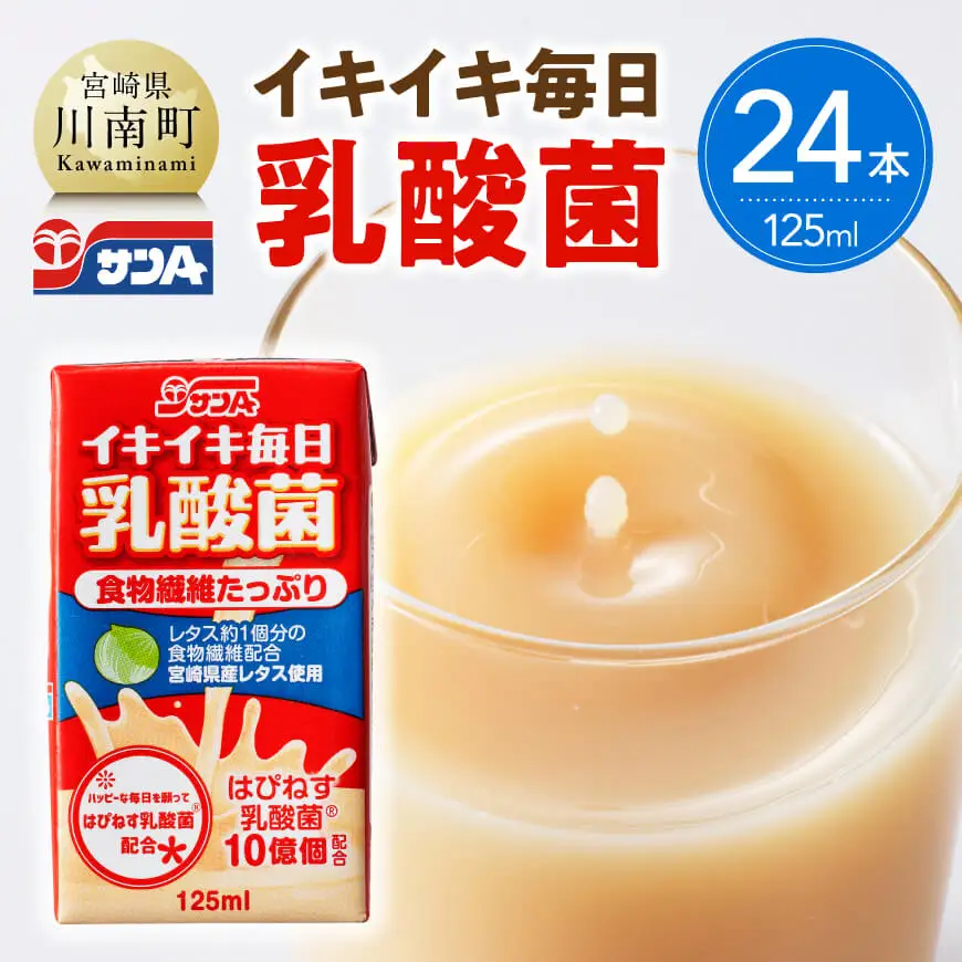 サンA イキイキ毎日乳酸菌（紙）125ml×24本 【 宮崎県 川南町 飲料類 乳酸菌 セット ジュース 紙パック 】