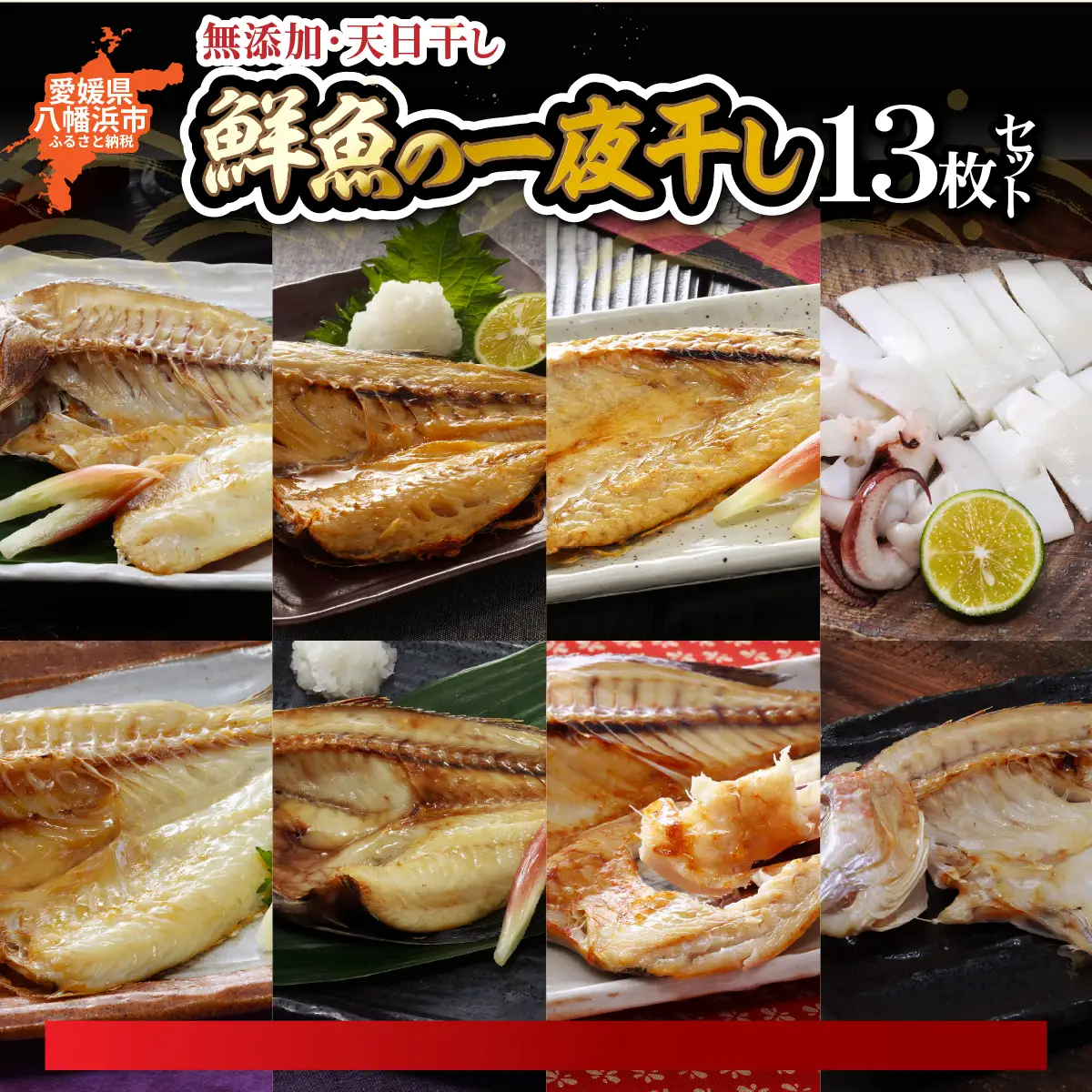 無添加・天日干しピチピチ朝獲れ鮮魚の一夜干し13枚セット【H26-4】【配送不可地域：離島】【1044325】 YWTAK004