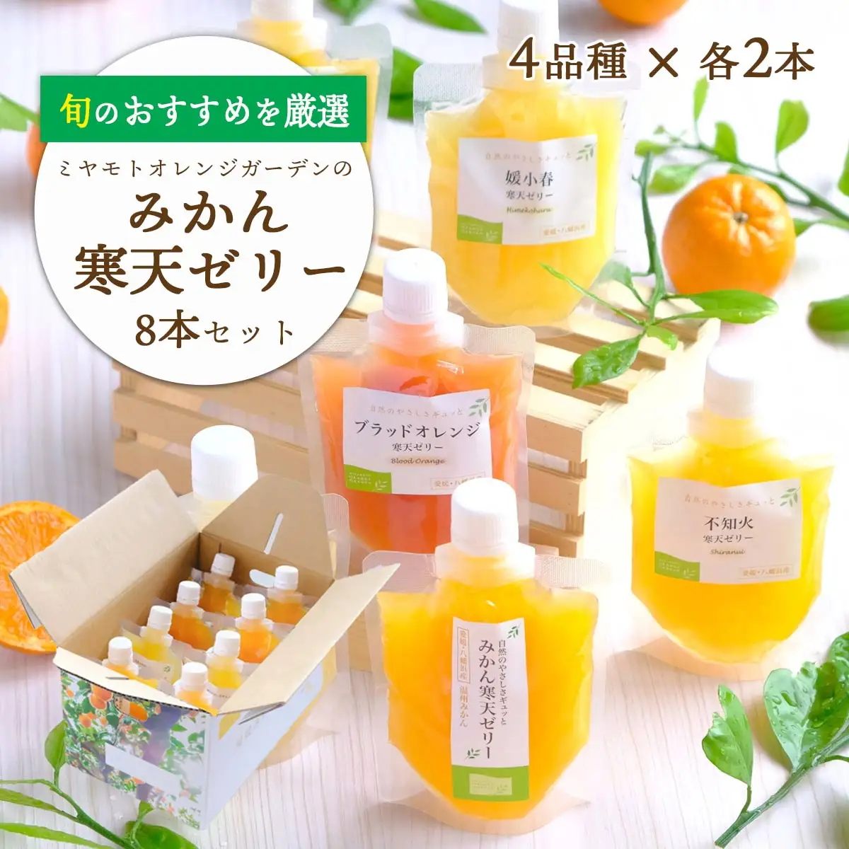 愛媛の柑橘4品種を厳選!旬のおすすめ みかん寒天ゼリー8本セット【C25-30】【1148321】 YWTAP023