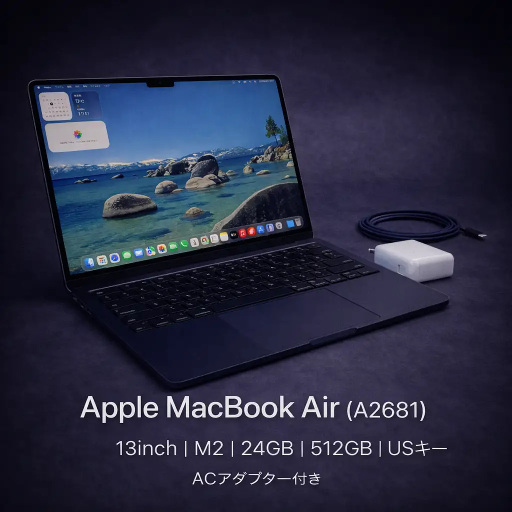 パソコン 【整備済｜法人リースアップ品】MacBook Air 13インチ M2 / 24GB / 512GB SSD｜良好コンディション・動作確認済【現品限り】 476-01