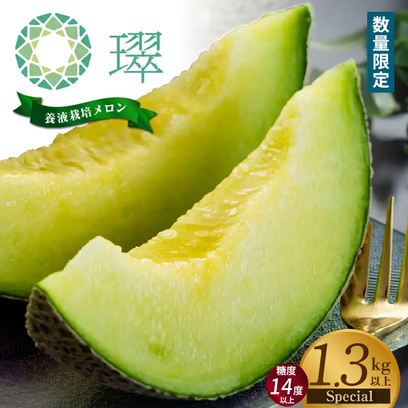養液栽培メロン「璻」1玉【Special】（糖度14度以上、重さ1.3㎏以上）【熨斗対応可能】