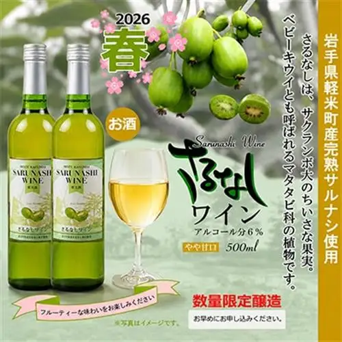 【2026年春限定醸造　軽米町産完熟サルナシ使用】さるなしワイン　2本【配送不可地域：離島・沖縄県】【1721321】