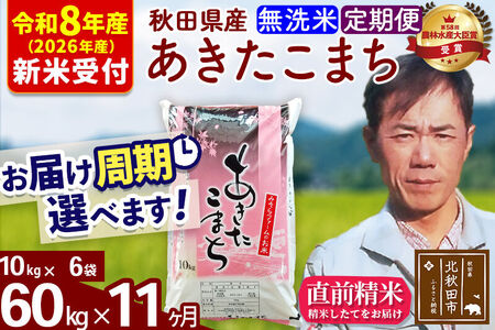 ※R8産 新米予約※ 《定期便11ヶ月》秋田県産 あきたこまち 60kg【無洗米】(10kg袋) 2026年産 令和8年産 お届け周期調整可能 隔月に調整OK お米 みそらファーム
