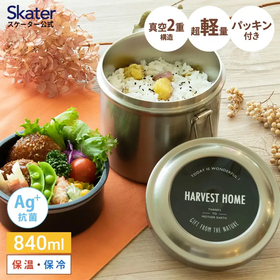 抗菌真空ステンレスランチボックス 840ml 2段 STLB2AG ベーシック 奈良県奈良市 skt129 スケーター 627569