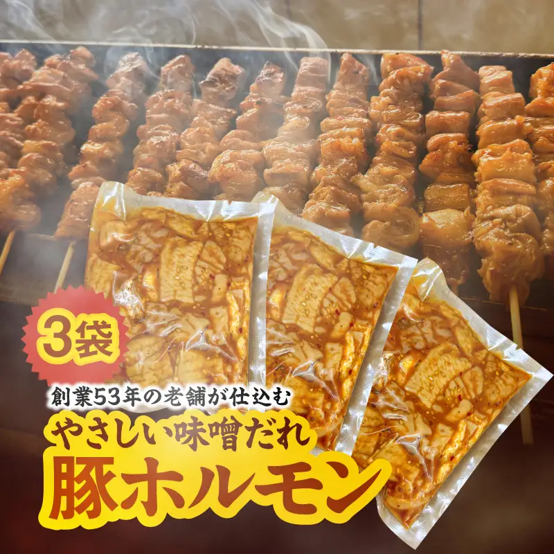 創業53年の老舗が仕込む やさしい味噌だれ豚ホルモン（200g×3袋/冷凍） KN175-001 肉 豚肉