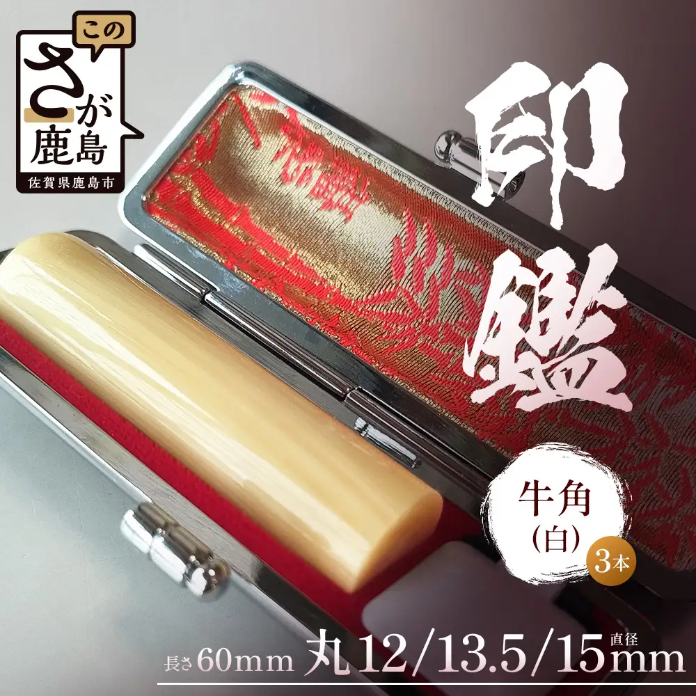 牛角（白）印鑑 実印 銀行印 認印 3本セット 各専用ケース付｜はんこ ハンコ 牛角（白）手彫り仕上げ オーダーメイド 進学 就職 結婚 御祝 贈答 印乃匠かしま 送料無料 佐賀県 鹿島市 R-12