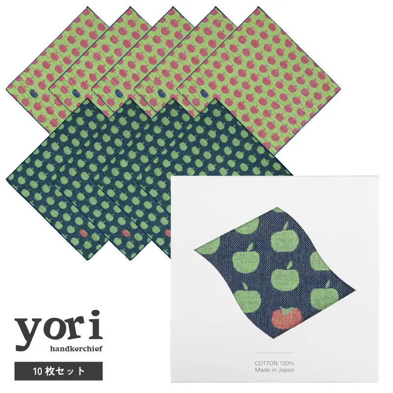 yoriハンカチ10枚セットハンカチギフト（リンゴとトマト10枚セット）