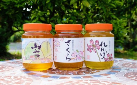 はちみつ 国産 天然 純はちみつ 1kg×3本セット やまみつ＆さくら＆れんげ ハチミツ 蜂蜜 