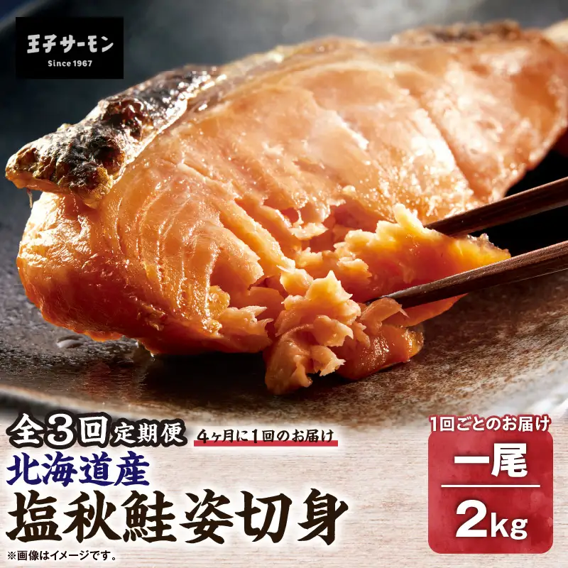 【全3回定期便（4ヶ月毎）】【王子サーモン】塩秋鮭姿切身（1尾） 2kg T041-T03-02 定期便 定期 魚