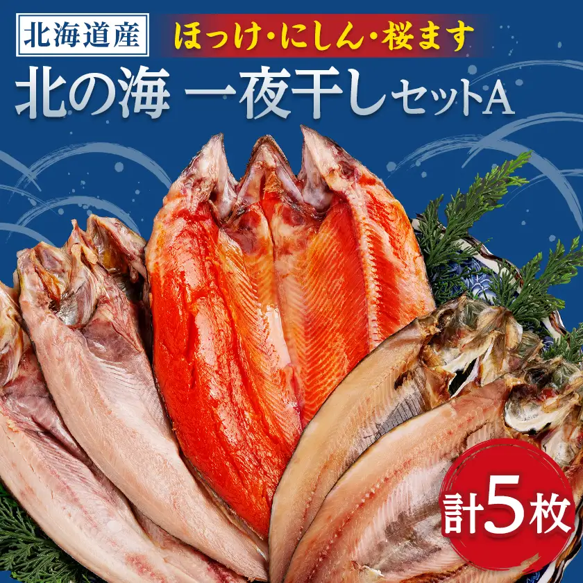 北の海一夜干しセットA(ほっけ2枚・にしん2枚・桜ます1枚)【配送不可地域：離島】【1692850】
