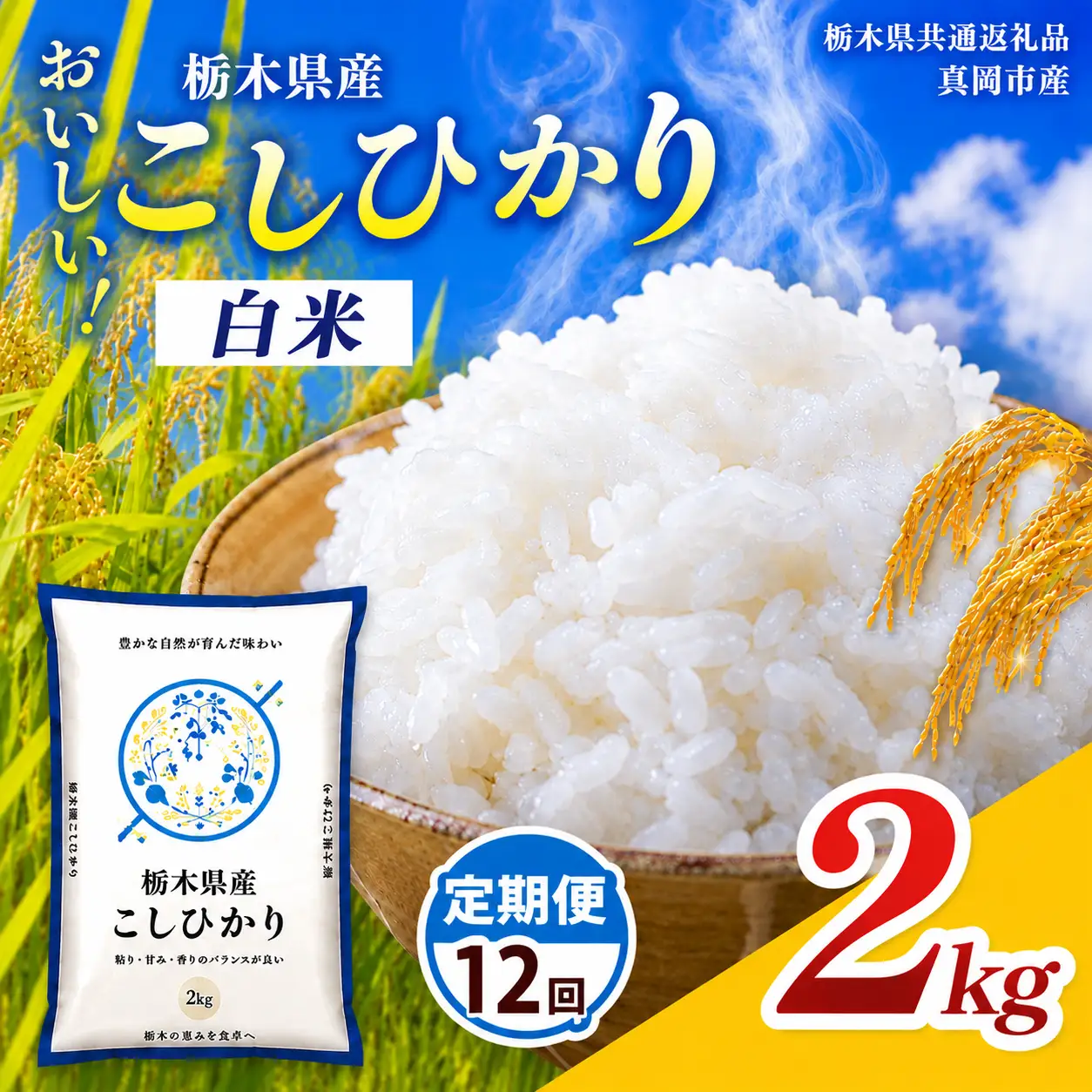 【先行予約】【令和8年度産】定期12回 栃木県産 コシヒカリ 2kg | 栃木県 那珂川町【栃木県共通返礼品】
