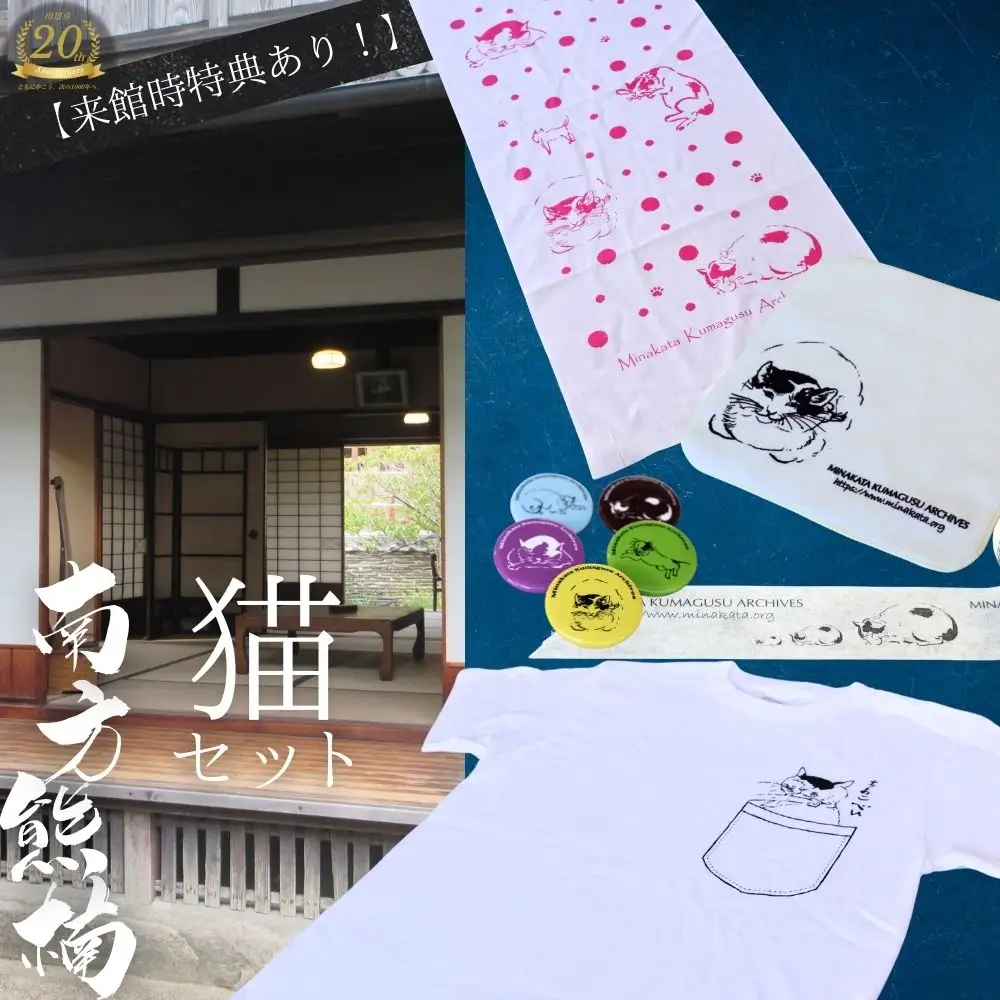 来館特典あり！ 南方熊楠 猫セット / 和歌山 田辺市 偉人 南方 熊楠 歴史 グッズ オリジナルグッズ  ※寄付時にご希望のサイズを備考欄にご記入ください※【mkk002】