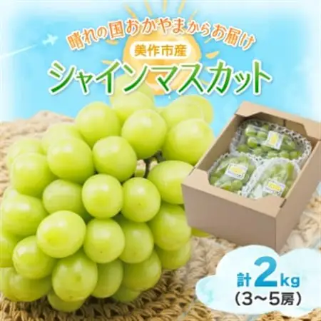 【2026年先行受付】岡山県美作市産　シャインマスカット　2kg(3～5房)【配送不可地域：離島】【1109316】