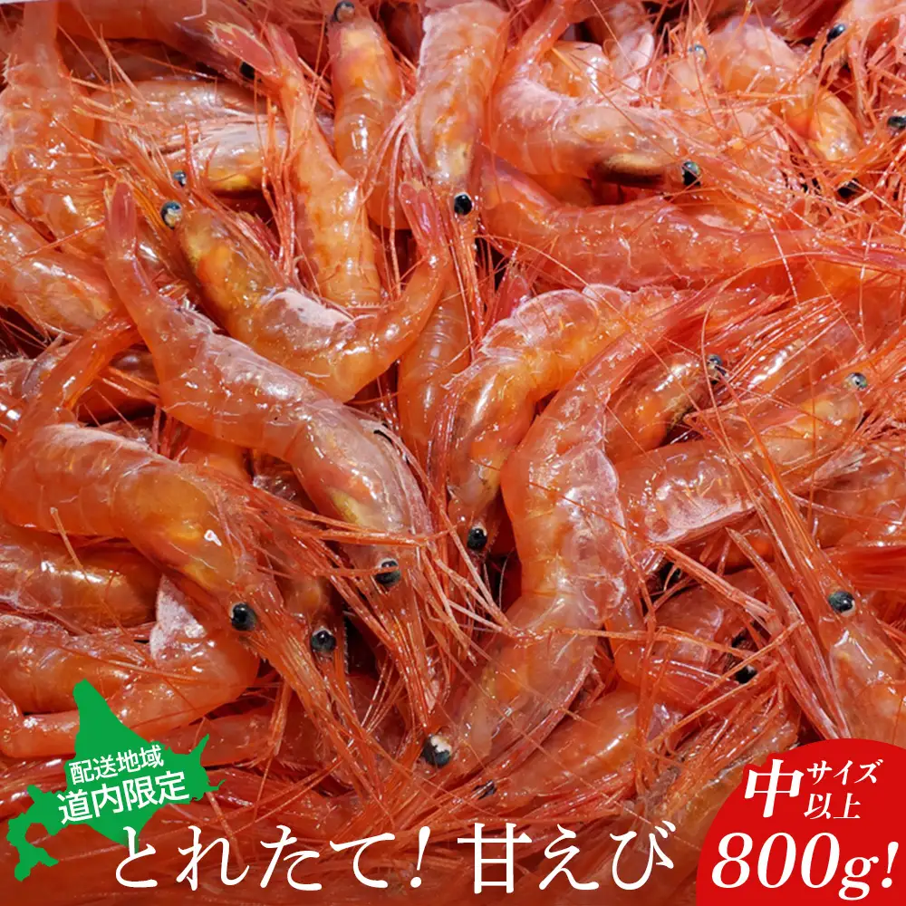 【配送地域・道内限定】とれたて！甘えび800g（中サイズ以上）【06112】