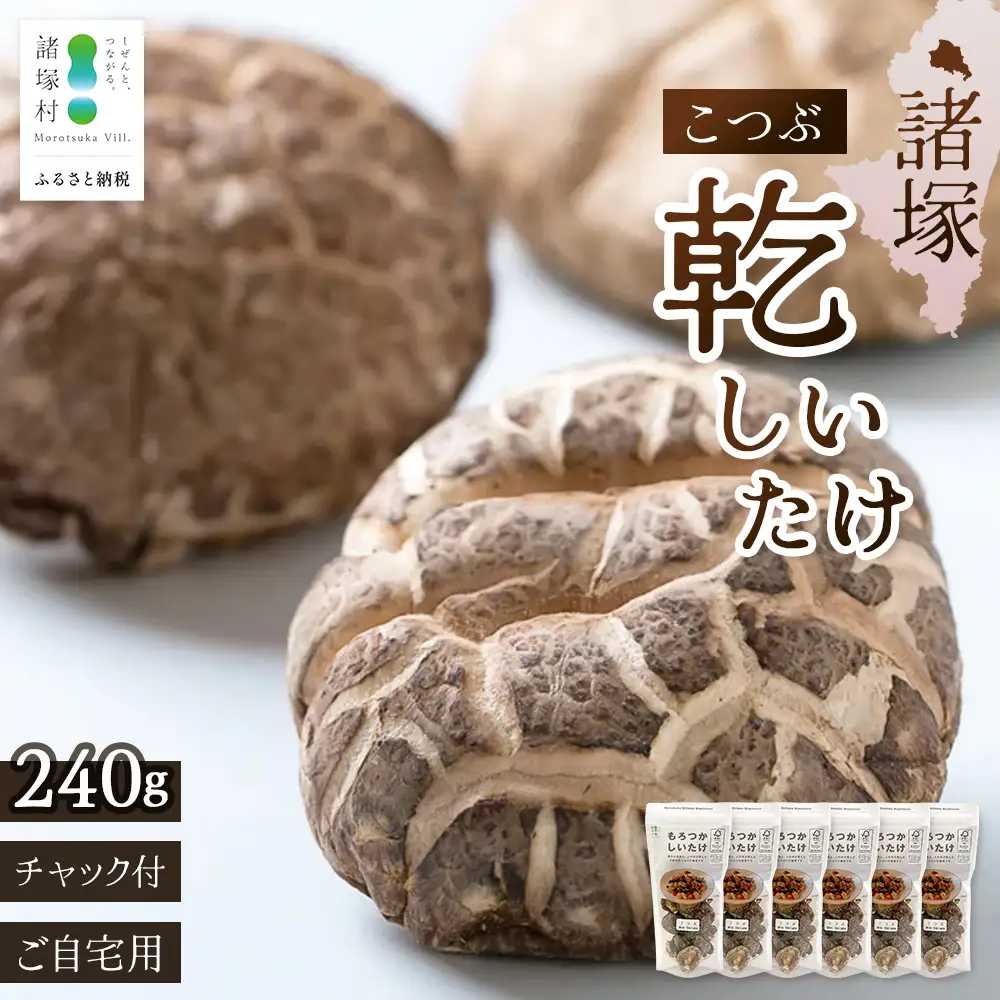 【世界初CoC認証取得！】宮崎県諸塚村産 乾しいたけ こつぶ 40g×6P 計240g 常温｜干ししいたけ どんこ 椎茸 冬菇 酢漬け 手まり寿司 天ぷら 一口サイズ 原木栽培 家庭用 もろっこはうす MO-25