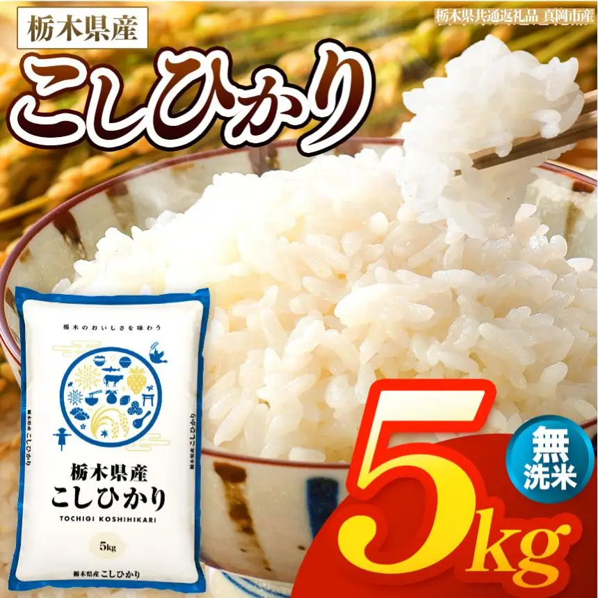 【令和8年産 新米】 栃木県産 お米 こしひかり　（無洗米） 5kg 【2026年秋以降発送】 |  栃木県 矢板市 【栃木県共通返礼品 真岡市産】