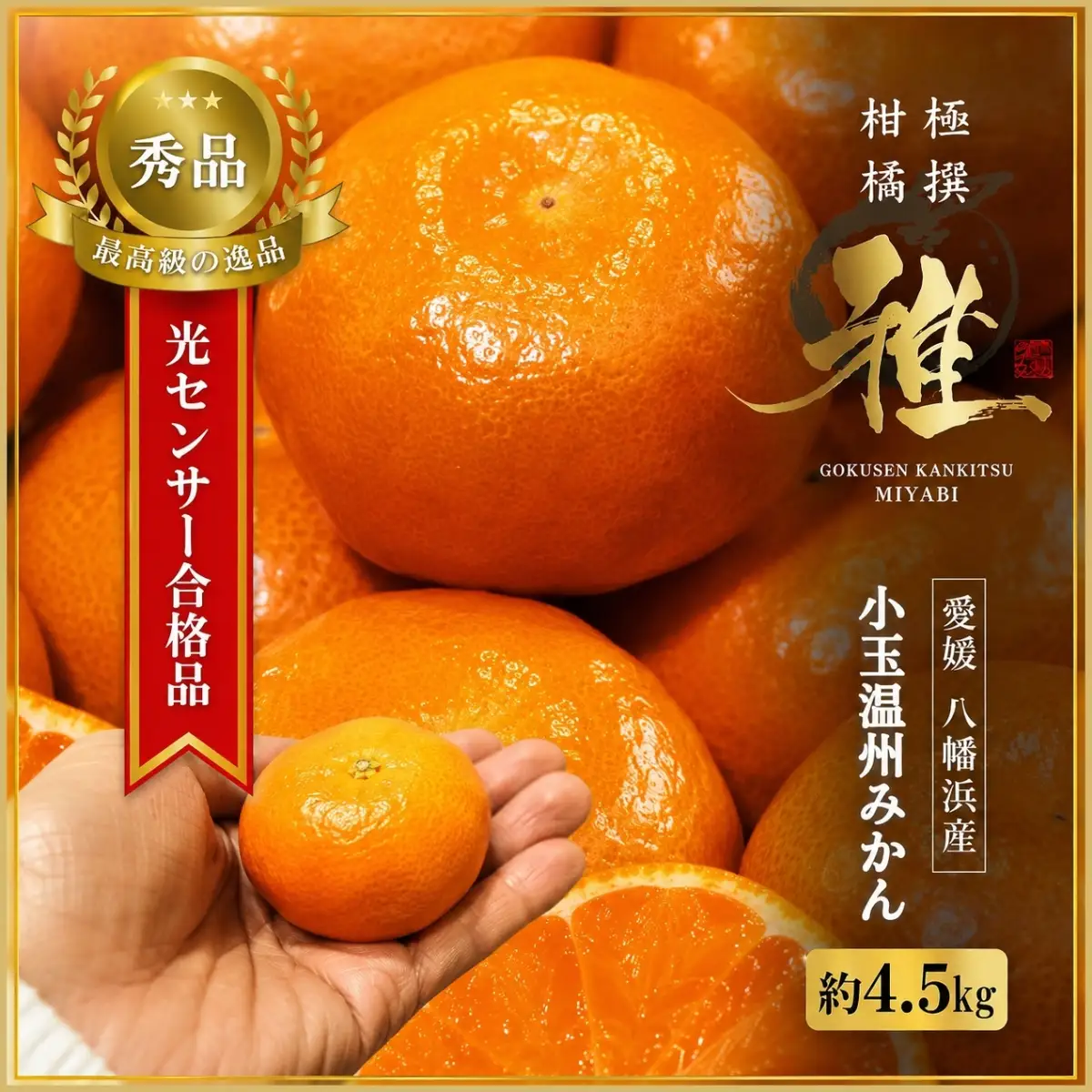 【先行受付】極撰柑橘【雅】光センサー合格品　甘さ際立つ「小玉温州みかん」約4.5キロ【C39-64】【配送不可地域：離島】【1616826】 YWTF039