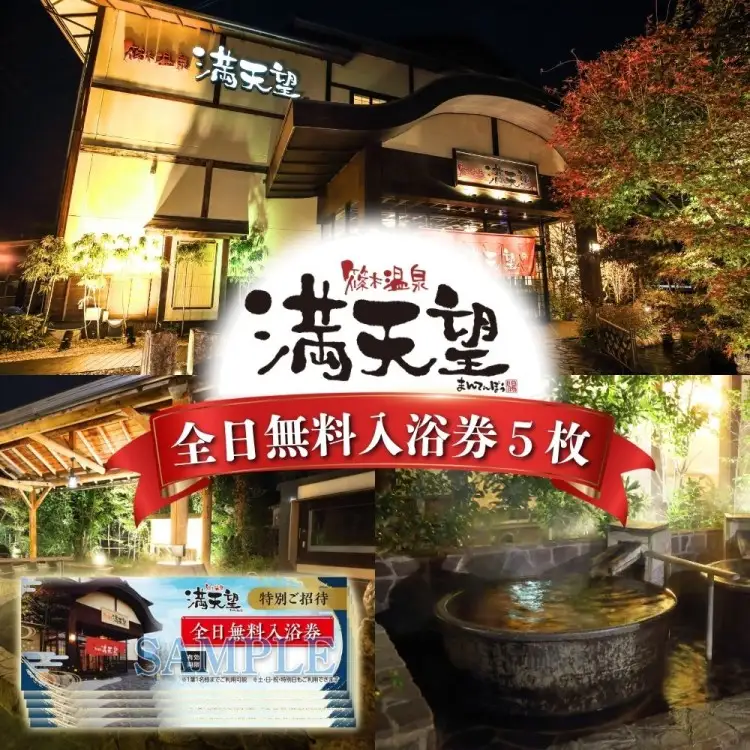 篠木温泉 満天望 全日無料入浴券 5枚