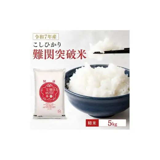 米 令和7年産新潟県産コシヒカリ 難関突破米 精米5kg なんかん米