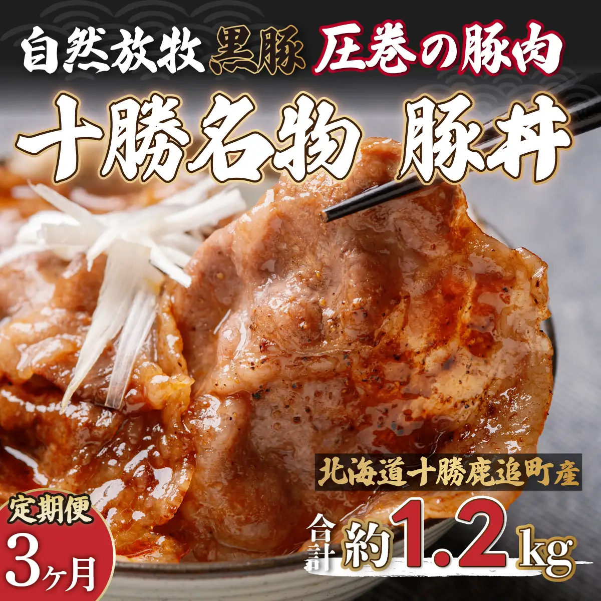 【定期3ヶ月】鹿追産 自然放牧黒豚 圧巻の豚肉 十勝名物 豚丼 SKN063