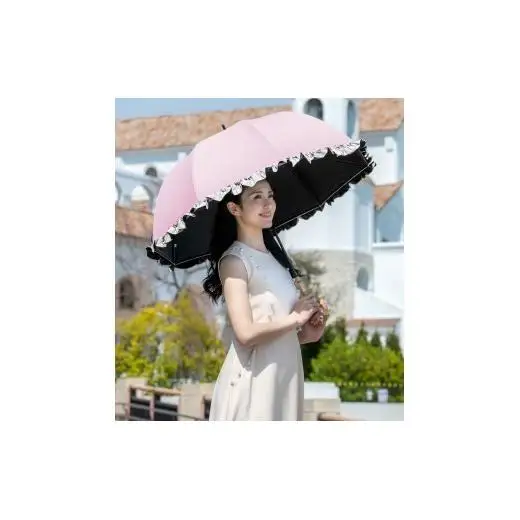 ロサブラン【日傘】ラージ フリル【60cm】【パウダーピンク×アイボリー】