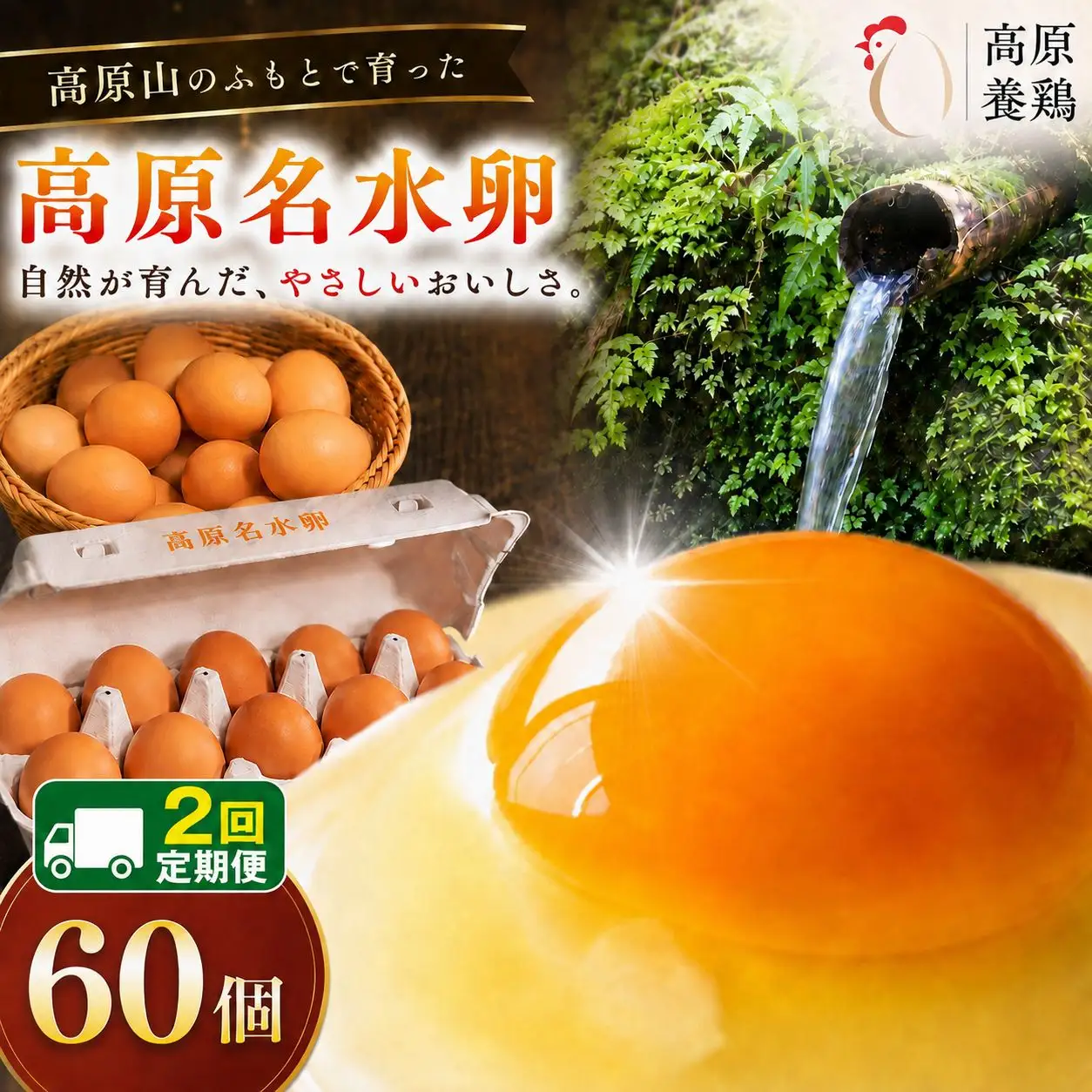 【定期便2回】高原名水 卵 60個｜豊かな自然で育ったアスタキサンチン含有の高原名水卵【感動の甘さと濃さ】栃木県 矢板市
