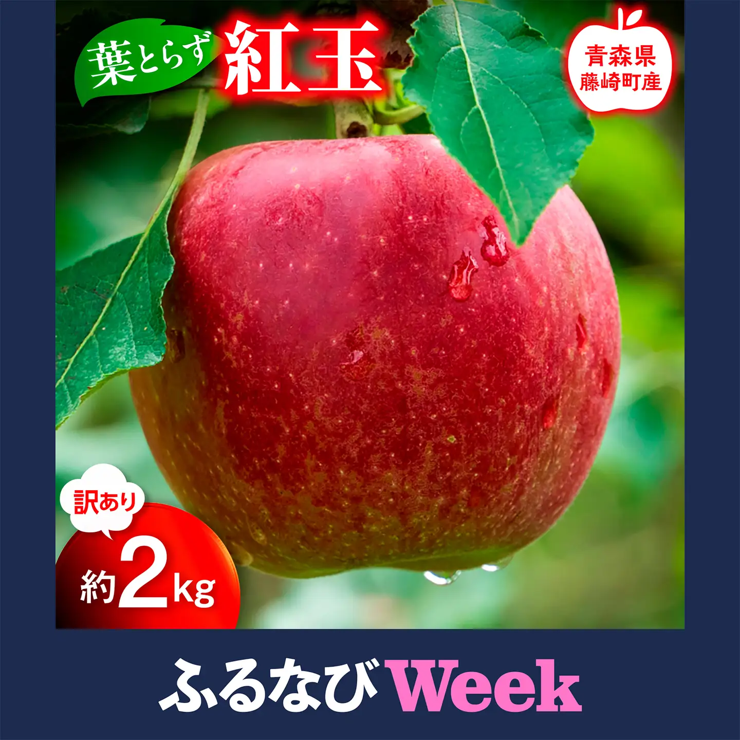 【ふるなびWEEK対象】【先行予約】≪訳あり≫ 葉とらず 紅玉 約2kg【グランドアップル】 青森りんご F41-0167
