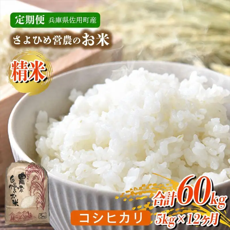 【12ヵ月定期便】兵庫県佐用町産 お米 5kg×12ヵ月 (計60kg)  精米 コシヒカリ