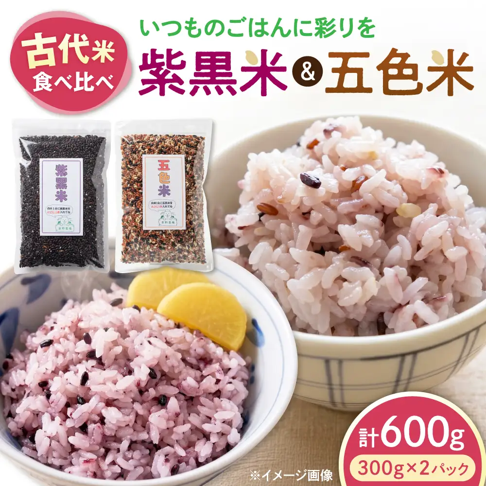 五色米＆紫黒米 古代米食べ比べセット（各1セット） 滋賀県長浜市/草野農場[AQDT022]