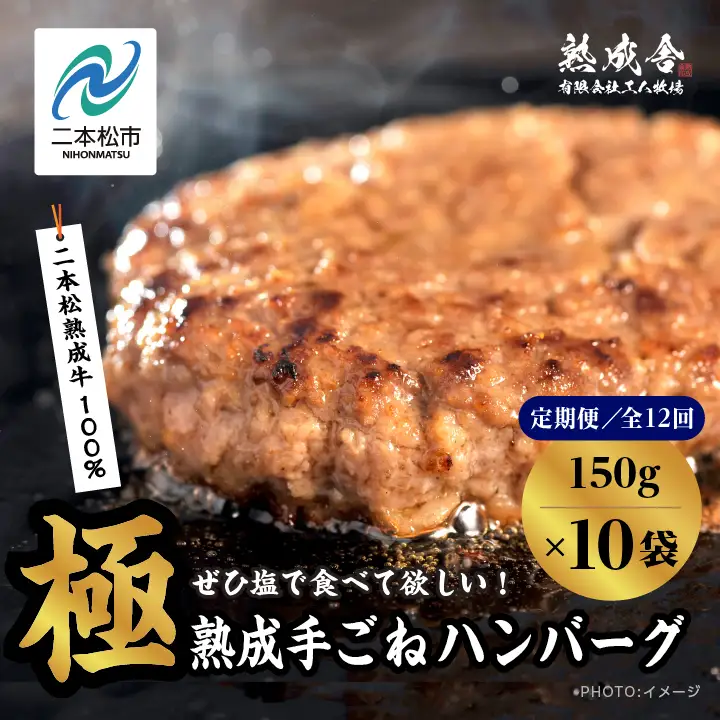 定期便12回 熟成牛 ハンバーグ 18kg（150g×10袋） ハンバーグ 国産 牛肉