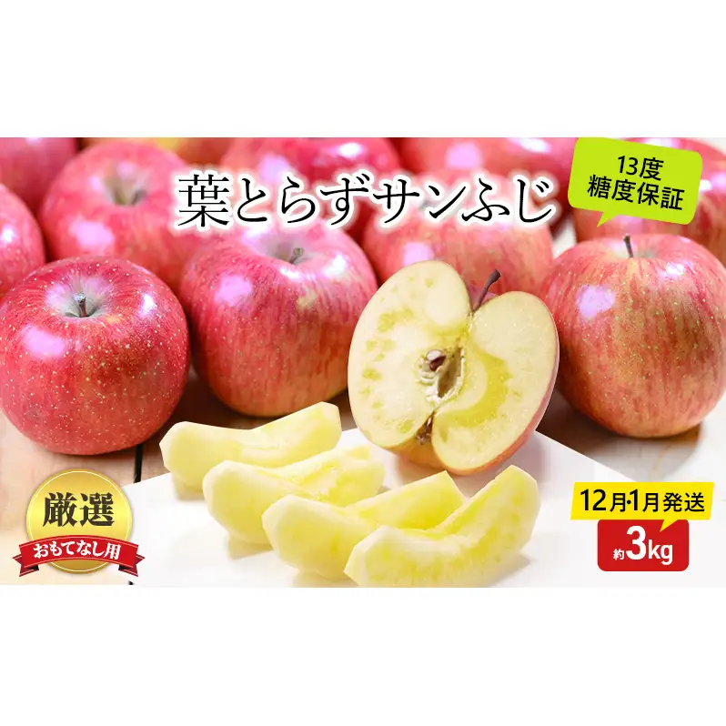 りんごサンふじ蜜入り家庭用葉とらず 青森県産 りんご【約3kg】