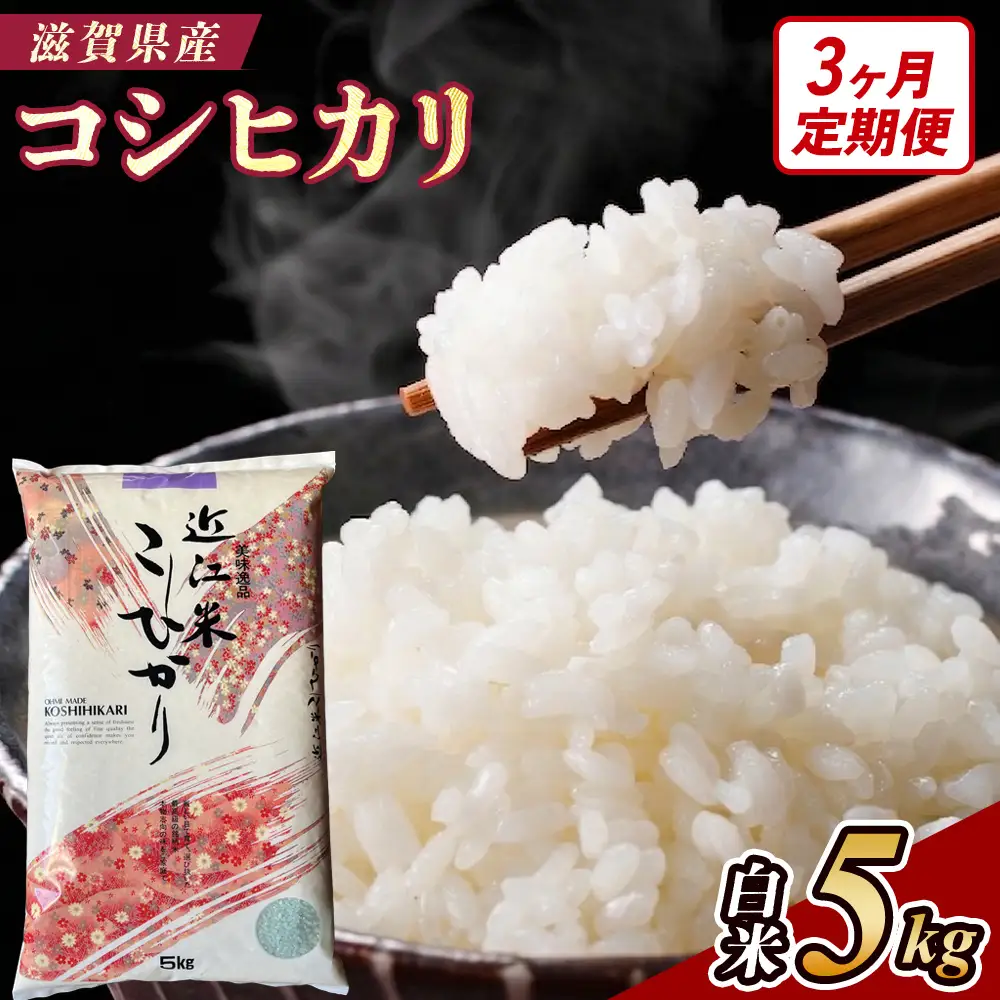 【3ヶ月定期便】【令和7年産】近江米コシヒカリ白米5kg