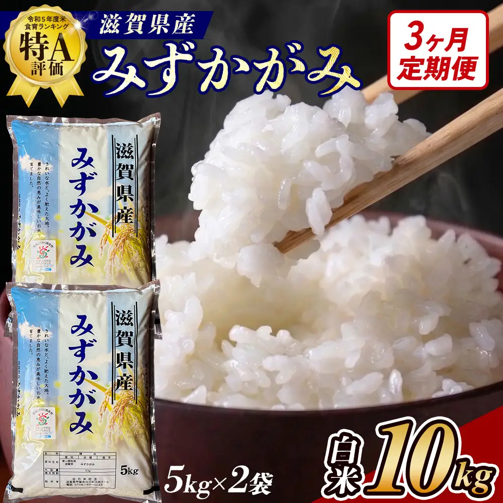 【3ヶ月定期便】【令和7年産】近江米みずかがみ白米10kg（5kg×2袋）