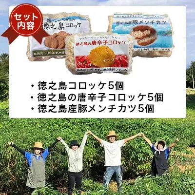 【先行予約2026年5月上旬～発送 】徳之島コロッケ&唐辛子コロッケ・徳之島の豚 メンチカツ 各5個