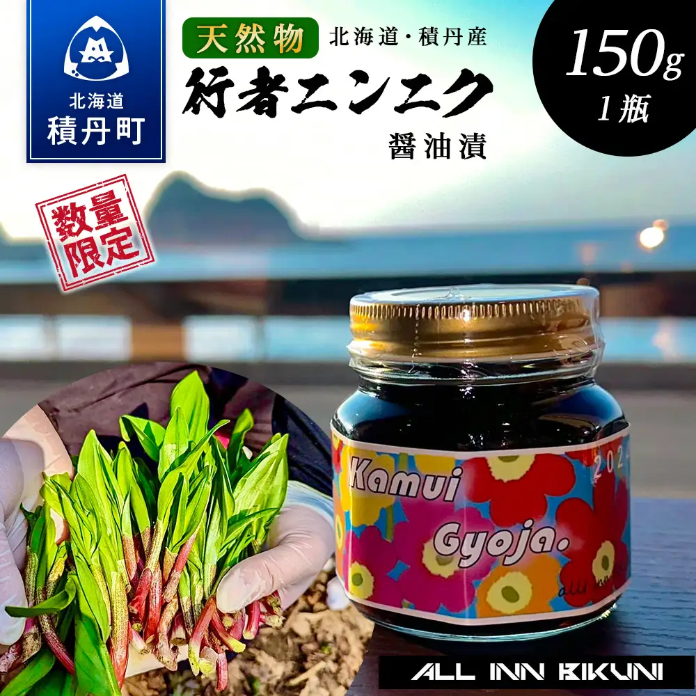 天然物！！ 積丹産 行者ニンニク 醤油漬け 150g アイヌネギ 山菜 積丹 北海道 天然 カムイ ギョウジャ 瓶
