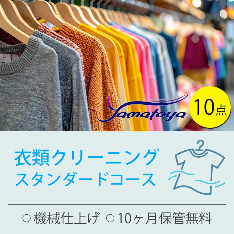衣類の宅配クリーニング スタンダードコース 10点詰め放題 保管付き 【ハンガー仕上げ ダウン ワンピース シミ抜き無料 保管 冬物 預かり 安心 保管あり 撥水加工 防虫 抗菌 除菌 引っ越し おすすめ ヤマトヤクリーニング 糸魚川】