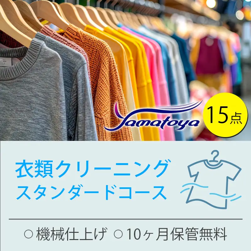 衣類の宅配クリーニング スタンダードコース 15点詰め放題 保管付き 【ハンガー仕上げ ダウン ワンピース シミ抜き無料 保管 冬物 預かり 安心 保管あり 撥水加工 防虫 抗菌 除菌 引っ越し おすすめ ヤマトヤクリーニング 糸魚川】