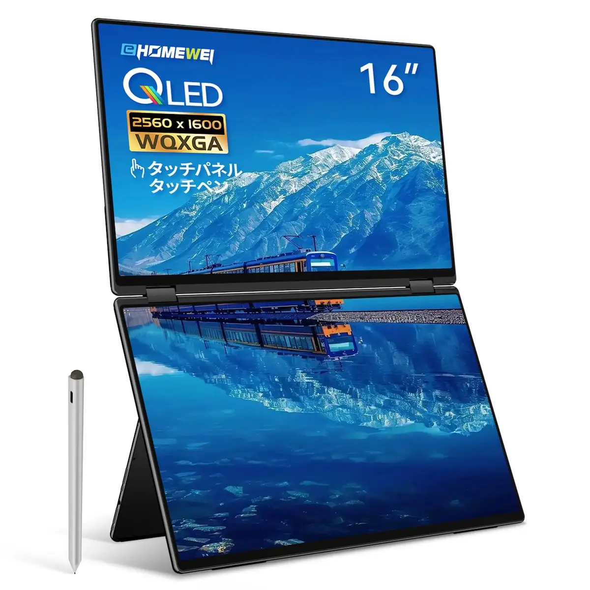 EHOMEWEI デュアルモニター QLED タッチパネル 16インチ 2.5K 薄型6mm [1311]
