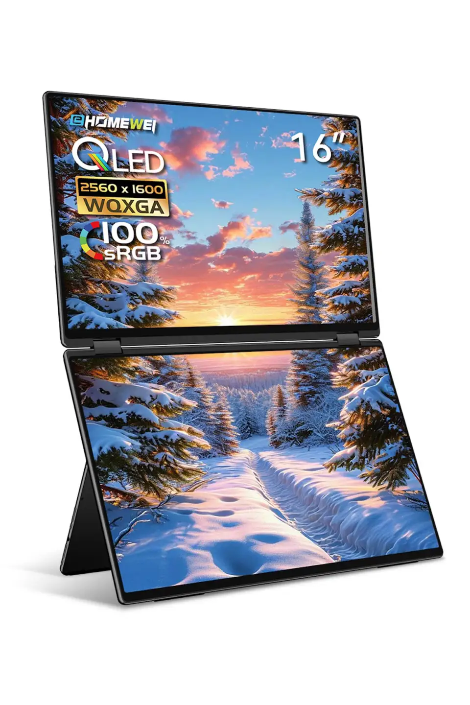 EHOMEWEI デュアルモニター QLED 16インチ 2.5K 薄型6mm [1312]